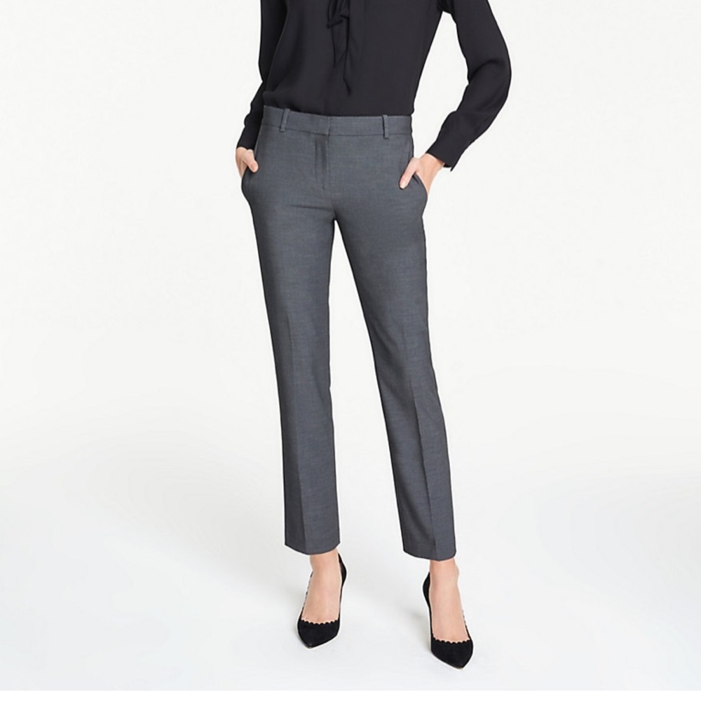 Ann Taylor Gray Petite Ankle Pant In Bi-Stretch